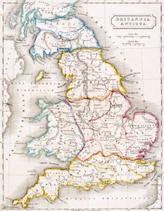 英国地图，Britannia Antiqua，来自“古代地理图谱”，由塞缪尔巴特勒出版，伦敦出版，c.1829